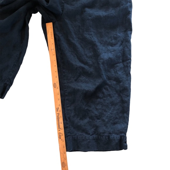 FLAX LINEN Lagenlook Black Cropped Pants with Pockets - Picture 11 of 11